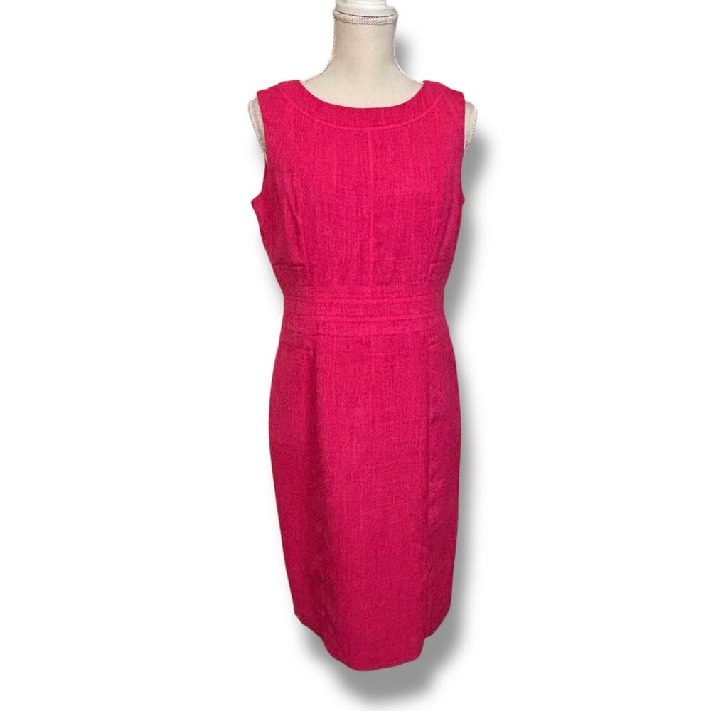 Ellen Tracy Pink Sleeveless Sheath Dress with Trim